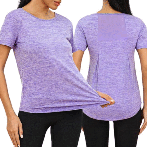 Wayleb T-Shirt Sportiva da Donna, Maglietta Manica Corta Scollo Tondo Sport T-Shirt Estiva Fitness Tinta Unita Rapida Asciugatura Maglie Yoga Tee Top S-XXL