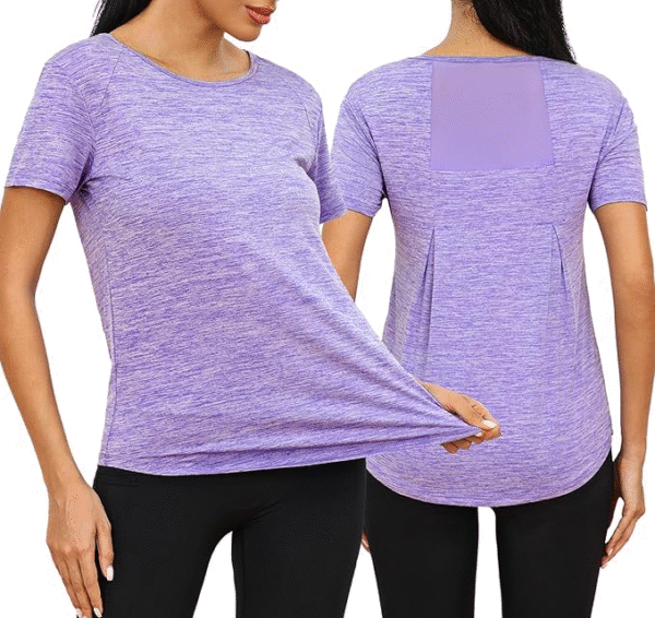 Wayleb T-Shirt Sportiva da Donna, Maglietta Manica Corta Scollo Tondo Sport T-Shirt Estiva Fitness Tinta Unita Rapida Asciugatura Maglie Yoga Tee Top S-XXL