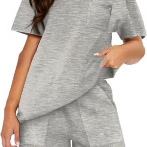 Wayleb Completo Estivo Donna 2 Pezzi con T-Shirt e Shorts, Leggeri Pigiama Casual Loungewear Tute con Tasche per Relax e attività all'Aperto S-XXL