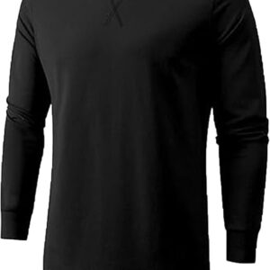 Wayleb Maglietta a Maniche Lunghe da Uomo in Cotone | Maglia Shaped Long T-Shirt Casual Maglietta Casual vestibilità Regolare, per Ufficio e Tempo Libero S-3XL