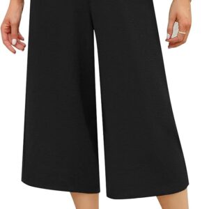Wayleb Pantaloni Donna 3/4 Estivi Leggeri con Vita Elastico e Coulisse, Gamba Larga, Tasche Laterali, Poliestere, Casual, Comodi, Moda per Estate S-XXL