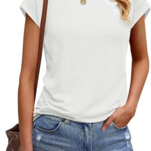 Wayleb T-Shirt Donna Estivo, Maglietta Girocollo con Manica ad Aletta, Top Casual Elegante Basic per Tempo Libero – S-XXL
