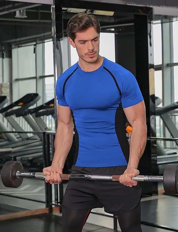Maglietta Manica Lunga Uomo Running E Palestra, Traspirante Con Protezione Solare UPF30+, Blu Cielo XXL
