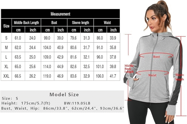 Wayleb Felpe Donna con Cappuccio e Zip Leggero Traspirante Giacca Sportiva Slim Fit ad Asciugatura Rapida per Fitness Jogging Yoga - Image 5